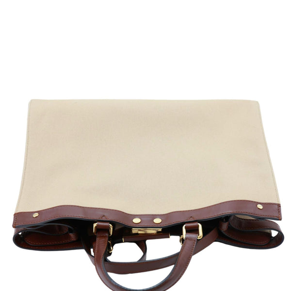 FENDI Peekaboo X-Tote FF Canvas Shoulder Bag Beige