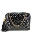 CHANEL Vintage Quilted Patent Leather Camera Case Crossbody Bag Black