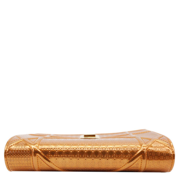 CHRISTIAN DIOR Diorama Micro-Cannage Patent Leather Wallet on Chain Orange