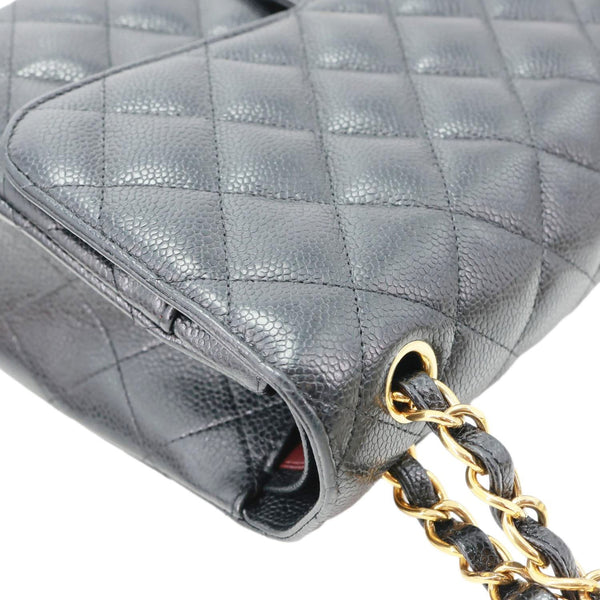 CHANEL Classic Double Flap Jumbo Quilted Caviar Leather Shoulder Bag Black
