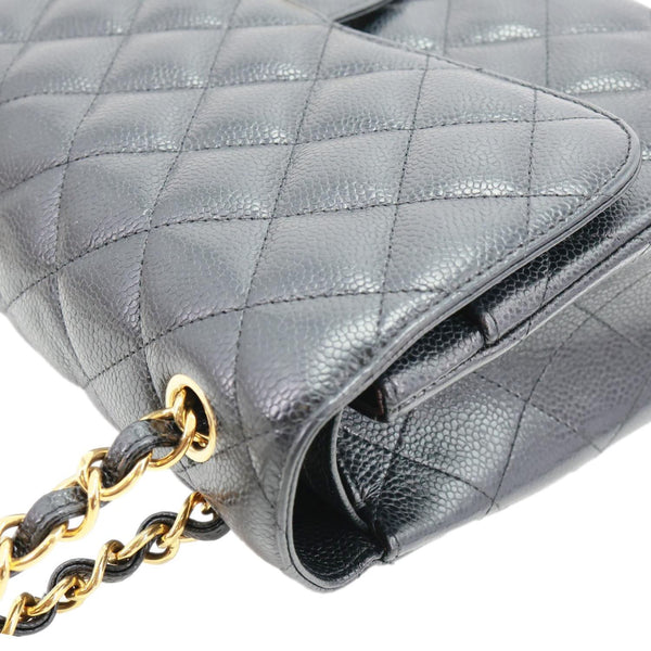 CHANEL Classic Double Flap Jumbo Quilted Caviar Leather Shoulder Bag Black
