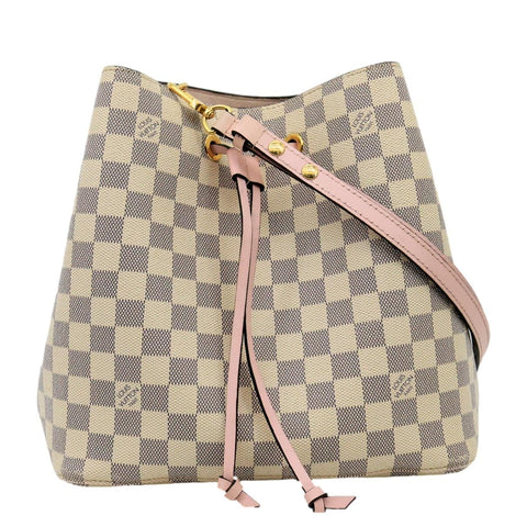 LOUIS VUITTON Neonoe MM Damier Azur Shoulder Bag Pink