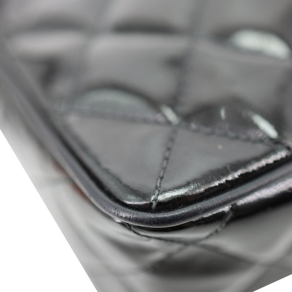 CHANEL Vintage Quilted Patent Leather Camera Case Crossbody Bag Black