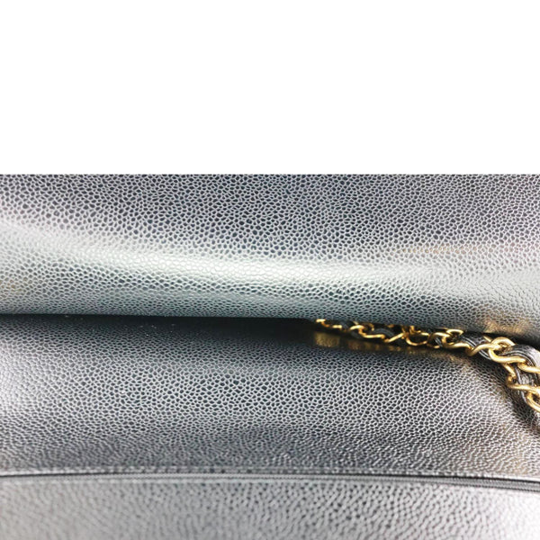 CHANEL Classic Double Flap Jumbo Quilted Caviar Leather Shoulder Bag Black