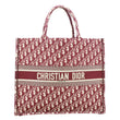 CHRISTIAN DIOR Book Large Oblique Embroidery Canvas Tote Bag Burgundy