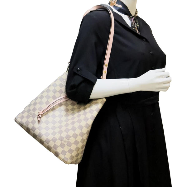 LOUIS VUITTON Neonoe MM Damier Azur Shoulder Bag Pink