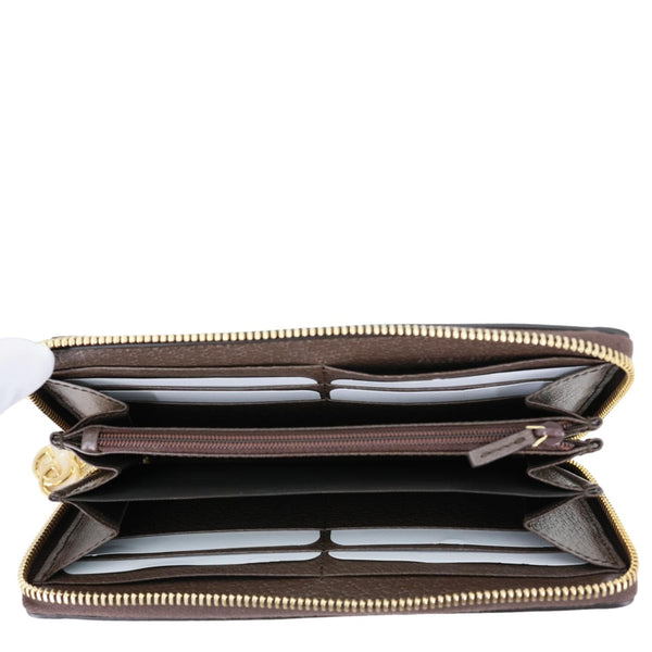 GUCCI Ophidia GG Supreme Canvas Zip Around Wallet Beige 523154