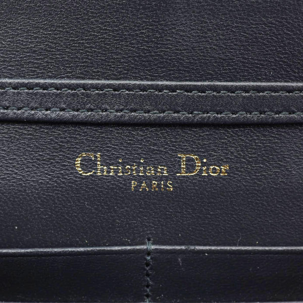 CHRISTIAN DIOR Diorama Micro-Cannage Patent Leather Wallet on Chain Orange