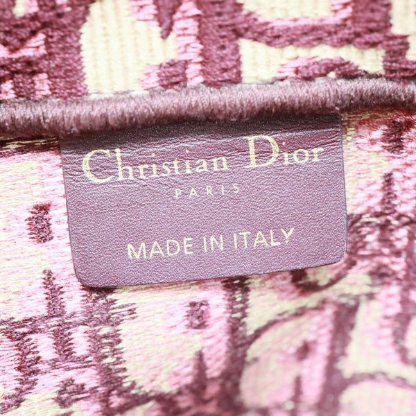 CHRISTIAN DIOR Book Large Oblique Embroidery Canvas Tote Bag Burgundy