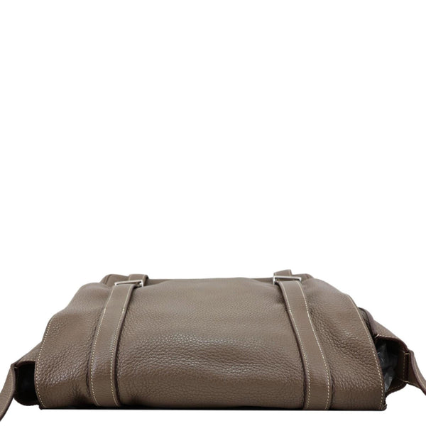 HERMES Steve Taurillon Clemence Leather Messenger Bag Brown