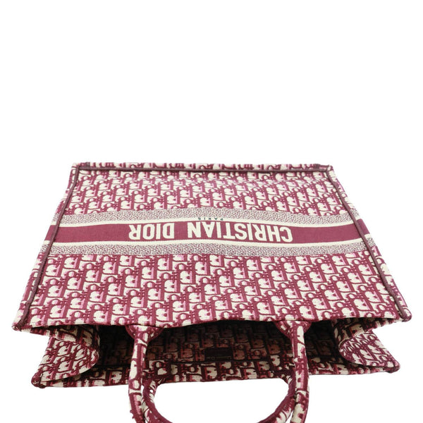 CHRISTIAN DIOR Book Large Oblique Embroidery Canvas Tote Bag Burgundy