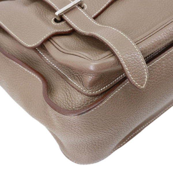 HERMES Steve Taurillon Clemence Leather Messenger Bag Brown