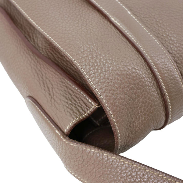 HERMES Steve Taurillon Clemence Leather Messenger Bag Brown