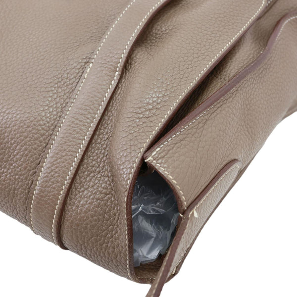 HERMES Steve Taurillon Clemence Leather Messenger Bag Brown