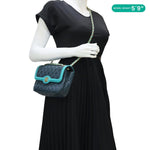 CHANEL Bi-Color Flap Quilted Lambskin Leather Turquoise Crossbody Bag Turquoise