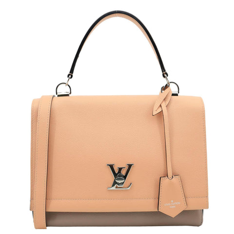 LOUIS VUITTON Lockme II BB Pebbled Leather Crossbody Bag Peach