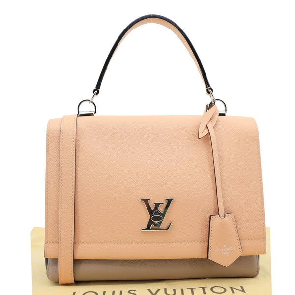 LOUIS VUITTON Lockme II BB Pebbled Leather Crossbody Bag Peach