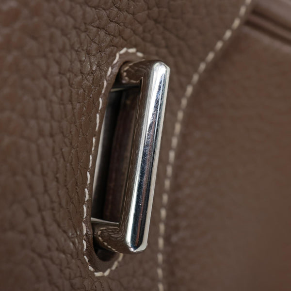 HERMES Steve Taurillon Clemence Leather Messenger Bag Brown