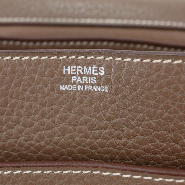 HERMES Steve Taurillon Clemence Leather Messenger Bag Brown