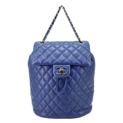 CHANEL Urban Spirit Quilted Lambskin Leather Backpack Bag Blue