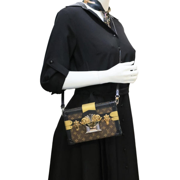 LOUIS VUITTON Parisian Petite Malle Monogram Canvas Shoulder Bag Brown