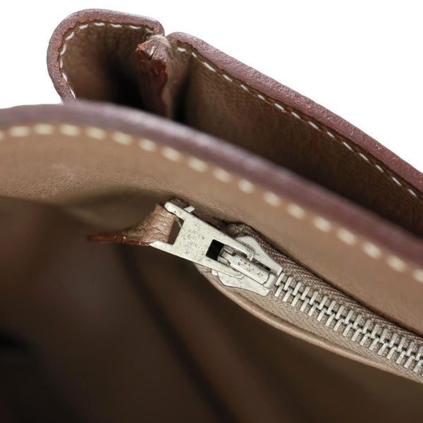 HERMES Steve Taurillon Clemence Leather Messenger Bag Brown