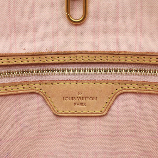 LOUIS VUITTON Neverfull MM Damier Azur Tote Shoulder Bag Rose Ballerine