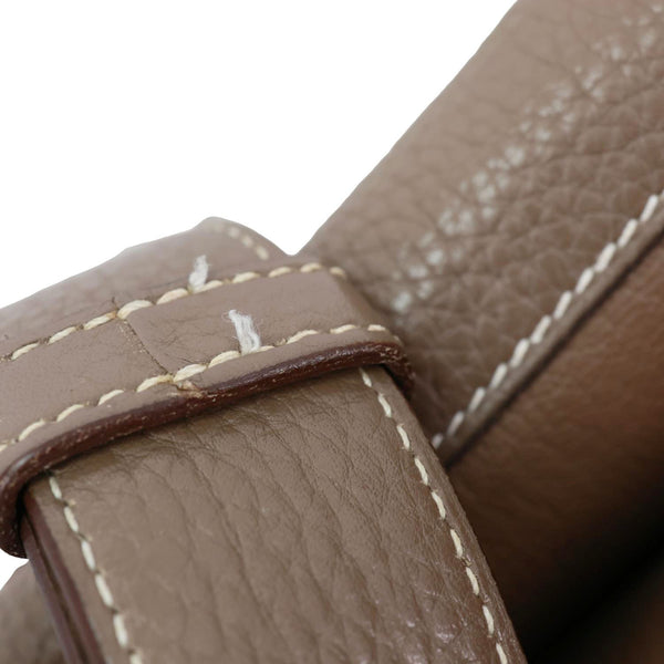 HERMES Steve Taurillon Clemence Leather Messenger Bag Brown