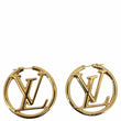 LOUIS VUITTON Louise Hoop Embossed LV Circle Earrings Gold