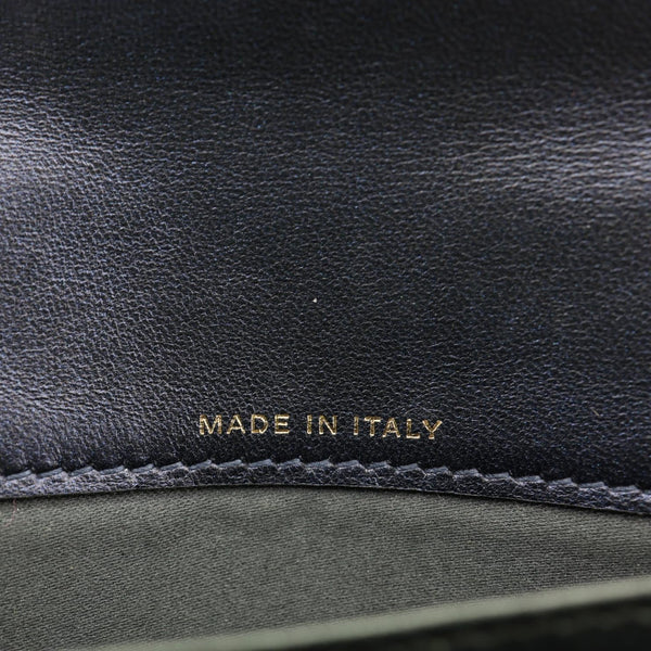 CHANEL Camellia Gusset Flap Embossed Lambskin Leather Wallet Navy Blue