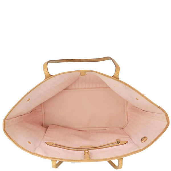 LOUIS VUITTON Neverfull MM Damier Azur Tote Shoulder Bag Rose Ballerine