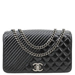 CHANEL Coco Boy Flap Medium Quilted Leather Shoulder Bag Black