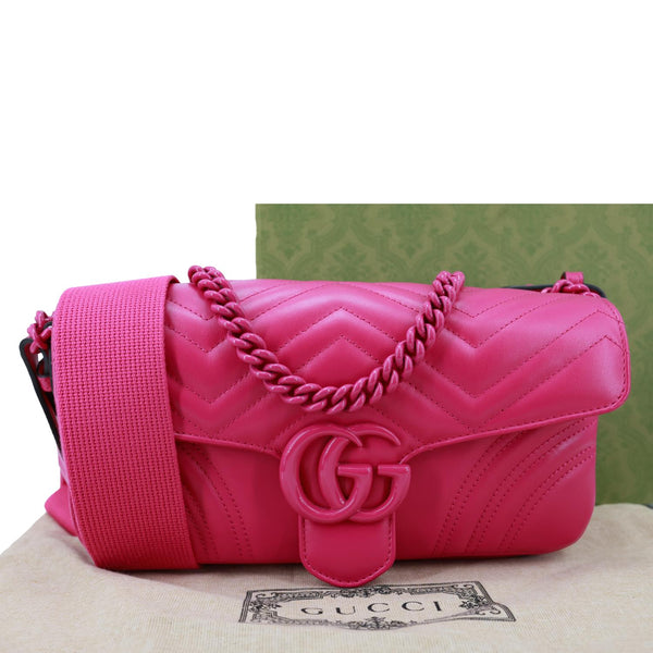 GUCCI GG Marmont Small Leather Shoulder Bag Pink 734814