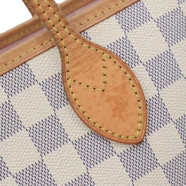 LOUIS VUITTON Neverfull MM Damier Azur Tote Shoulder Bag Rose Ballerine