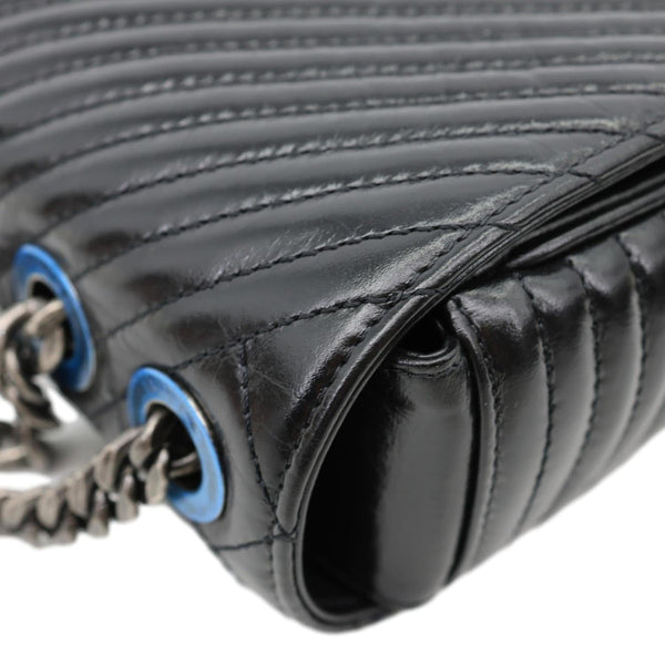 CHANEL Coco Boy Flap Medium Quilted Leather Shoulder Bag Black