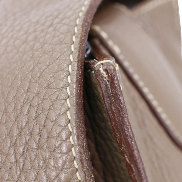 HERMES Steve Taurillon Clemence Leather Messenger Bag Brown