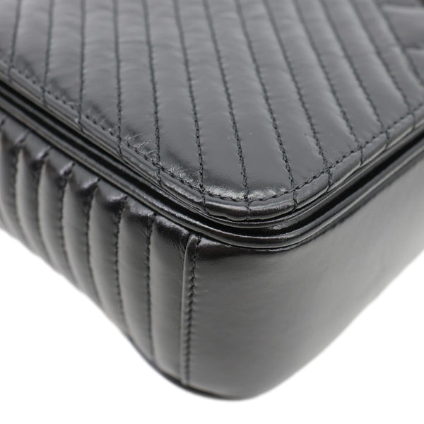 CHANEL Coco Boy Flap Medium Quilted Leather Shoulder Bag Black