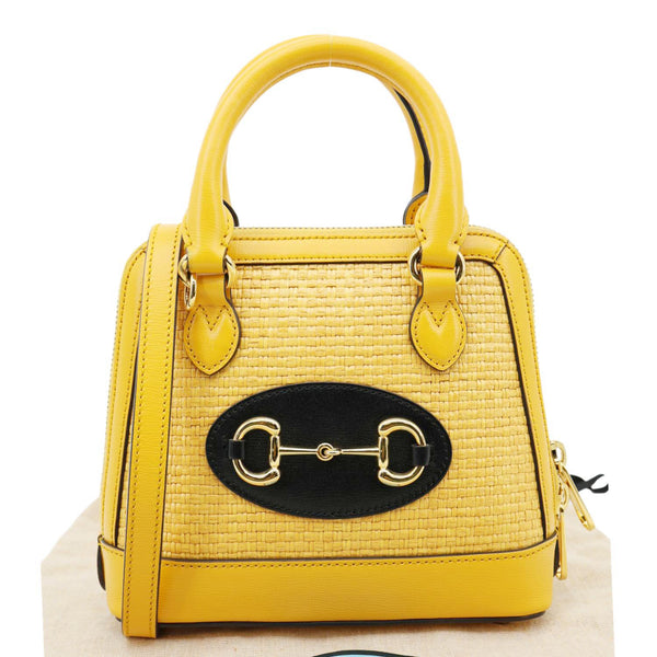 GUCCI Horsebit 1955 Mini Leather Crossbody Bag Yellow 640716