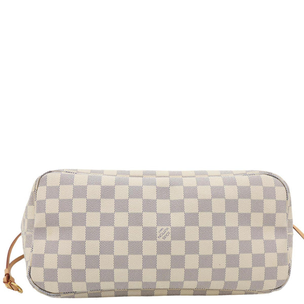 LOUIS VUITTON Neverfull MM Damier Azur Tote Shoulder Bag Rose Ballerine