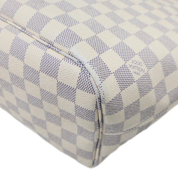 LOUIS VUITTON Neverfull MM Damier Azur Tote Shoulder Bag Rose Ballerine