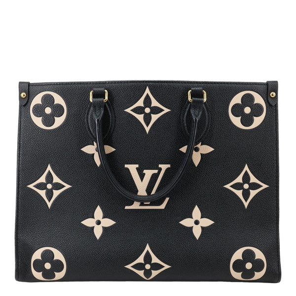 LOUIS VUITTON Onthego MM Giant Monogram Empreinte Leather Tote Bag Bicolor