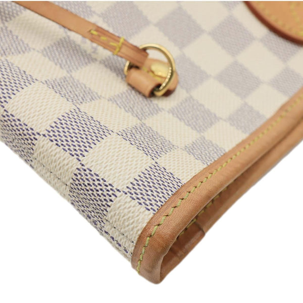 LOUIS VUITTON Neverfull MM Damier Azur Tote Shoulder Bag Rose Ballerine