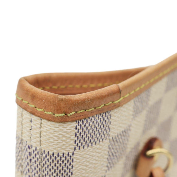 LOUIS VUITTON Neverfull MM Damier Azur Tote Shoulder Bag Rose Ballerine