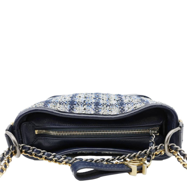 CHANEL Gabrielle Small Tweed Crossbody Bag Navy Blue