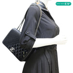 CHANEL Coco Boy Flap Medium Quilted Leather Shoulder Bag Black