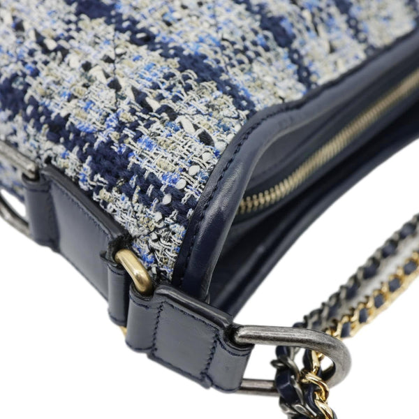 CHANEL Gabrielle Small Tweed Crossbody Bag Navy Blue
