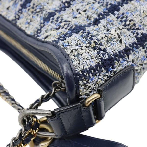 CHANEL Gabrielle Small Tweed Crossbody Bag Navy Blue