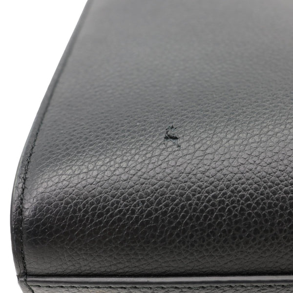 BURBERRY Title Pebbled Leather Tote Bag Black