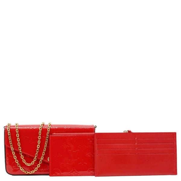 LOUIS VUITTON Felicie Pochette Monogram Vernis Crossbody Bag Red