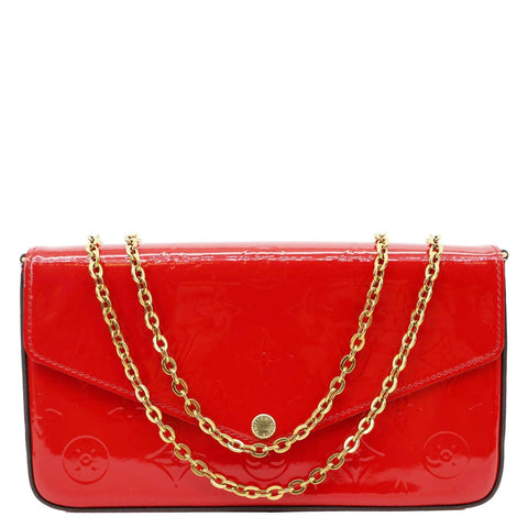 LOUIS VUITTON Felicie Pochette Monogram Vernis Crossbody Bag Red